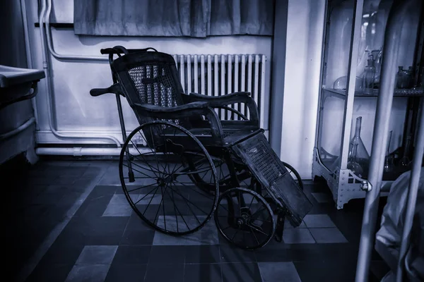 Old hospital wheelchair, chair detail for the disabled