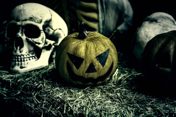 Straszny Halloween Dynie Strona Uroczystości Szczegół — Zdjęcie stockowe