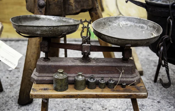 Старая Весовая Шкала Деталь Инструмента Взвешивания Пищи — стоковое фото