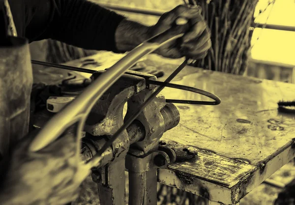 Serra Ferro Detalhe Corte Manipulação Metal — Fotografia de Stock