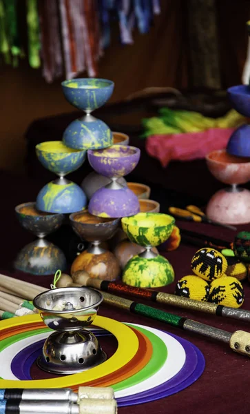 Jongleren Spelletjes Van Kleuren Detail Van Show Het Vermogen — Stockfoto