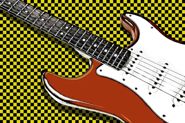 Rock Elektrická Kytara Elektrická Kytara Detail Rock Nástroj Cuerta — Stock fotografie
