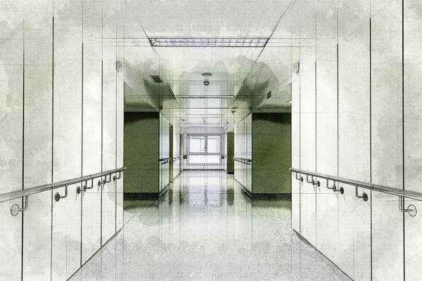 Koridor Rumah Sakit Kesehatan Detail Kesehatan Dan Obat Obatan Kompleks — Stok Foto