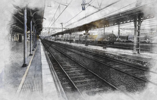 Bahnhof Detail Eines Verkehrsbahnhofs Öffentliche Verkehrsmittel — Stockfoto
