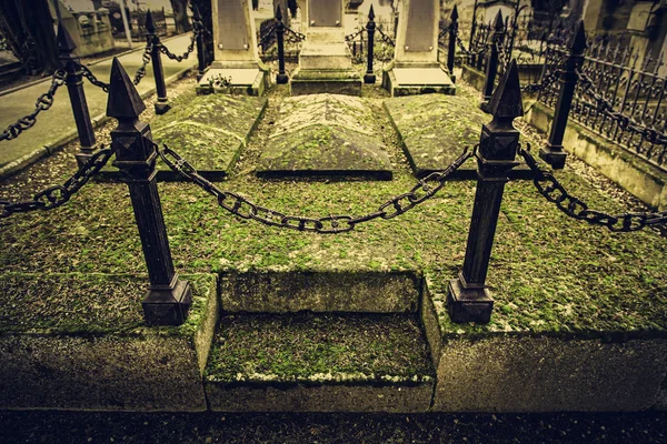 Старі Могили Цвинтарі Деталі Християнського Місця Смерть — стокове фото