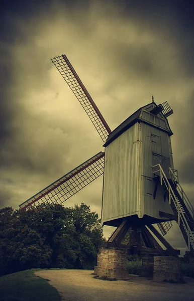 Alte Mühle Brügge Detail Der Windmühle Weltkulturerbe — Stockfoto