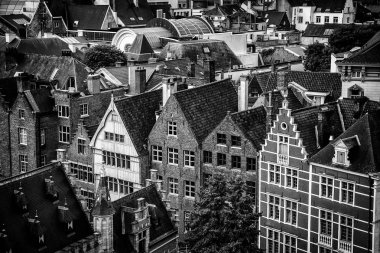 Gent şehrinin panoramik manzarası, Belçika, Avrupa 'nın ayrıntıları