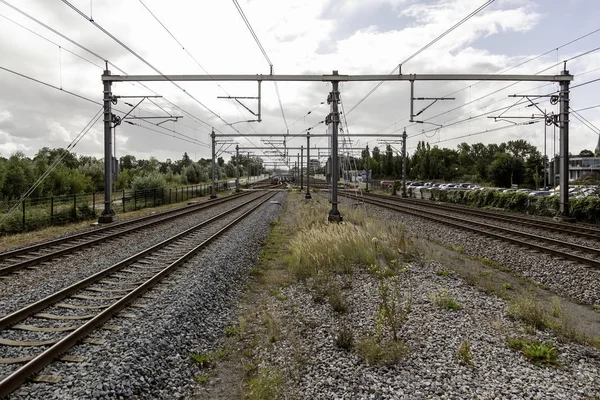 Tåg spår i Amsterdam — Stockfoto
