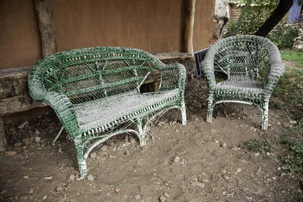 Wicker bench — Stock Photo, Image