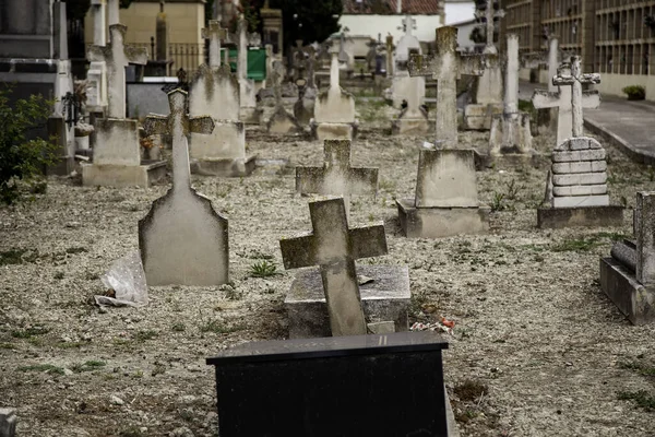 Vieilles Tombes Dans Cimetière Détail Mort Douleur — Photo