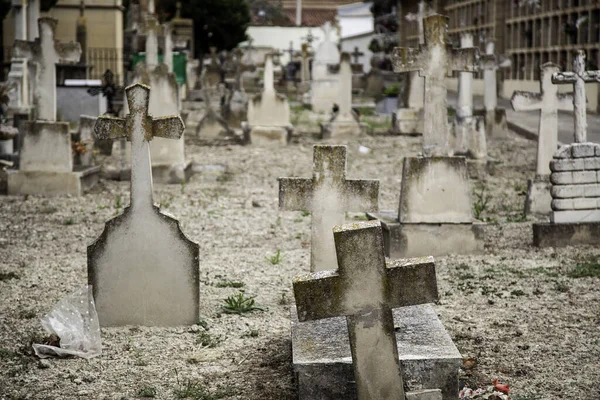 Старые Могилы Кладбище Детали Смерти Боли — стоковое фото