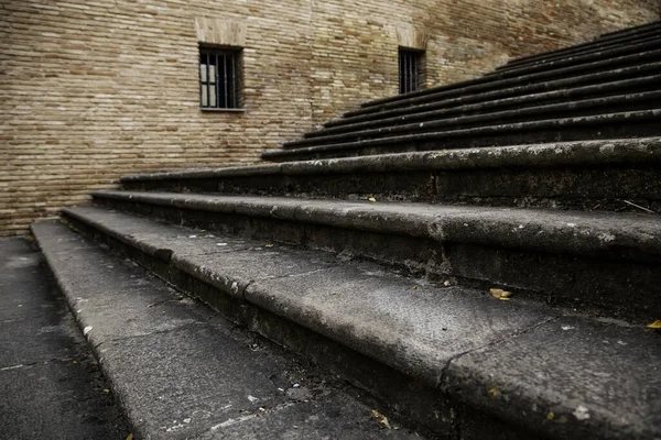 Escadas Pedra Antiga Detalhe Arquitetura Antiga Medieval — Fotografia de Stock