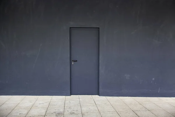 Porta Del Magazzino Metallo Blu Dettaglio Sicurezza Protezione — Foto Stock