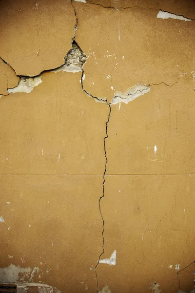 Muro Cemento Con Crepe Dettaglio Della Vecchia Facciata Abbandono Rovina — Foto Stock