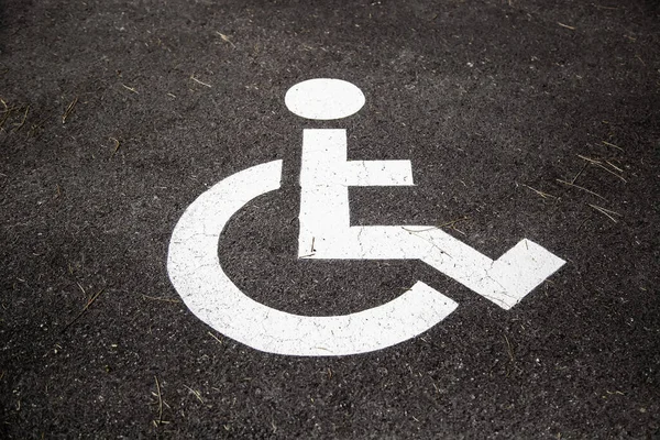 Znak Niepełnosprawności Asfalcie Szczegóły Informacji Dostępność — Zdjęcie stockowe