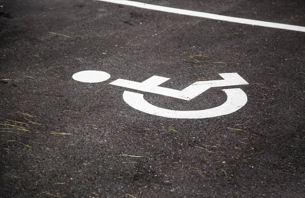 Señal Para Discapacitados Asfalto Detalle Información Accesibilidad — Foto de Stock