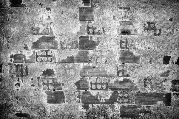 Old Bricks Cement Stains Detail Abandonment Ruin Facade — Stock Photo, Image