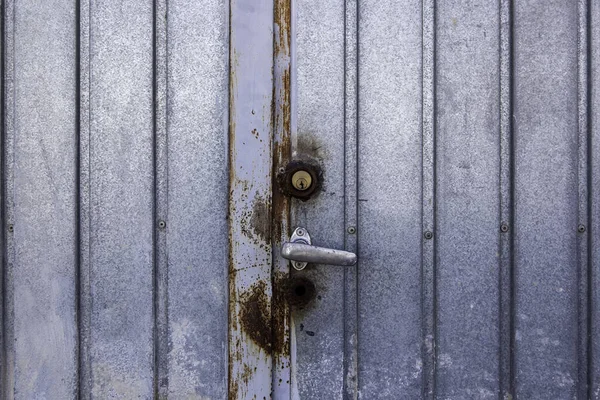 Srebrne Metalowe Drzwi Detale Bramy Garażowej Metaliczne Tło — Zdjęcie stockowe