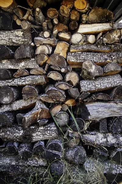 Leña Picada Madera Detalle Calefacción Tradicional Calor Invierno — Foto de Stock