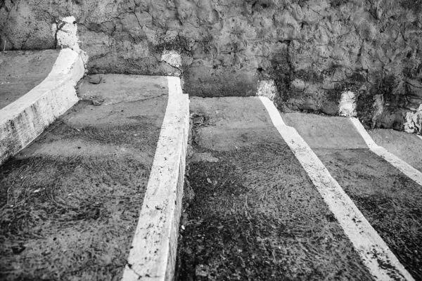 Starobylé Kamenné Schody Vesnici Detail Vstupu Pro Pěší — Stock fotografie
