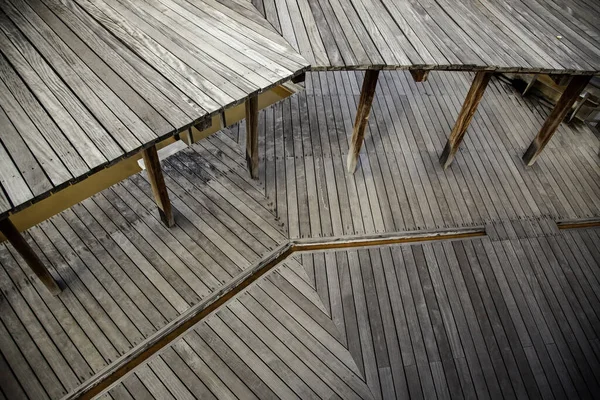 Dettaglio Del Trasporto Dell Acqua Una Passerella Pedonale Legno — Foto Stock