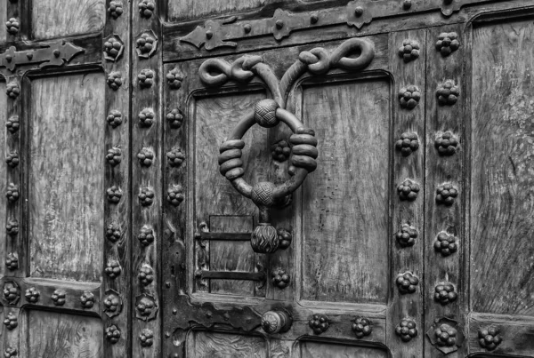 Средневековые Деревянные Двери Отделка Защита Деталей Дерево Искусства — стоковое фото