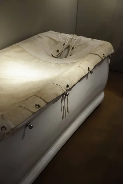 Old psychiatric bed, detail of old mental hospital