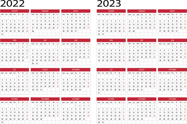 Calendar Year 2022 2023 — Stock Vector