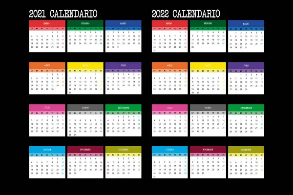 Calendar Year 2021 2022 Spanish — Stock Vector