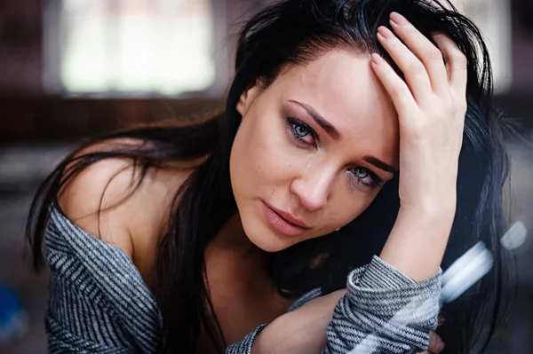 Girl Suffers Cries Portrait — Stock Photo, Image