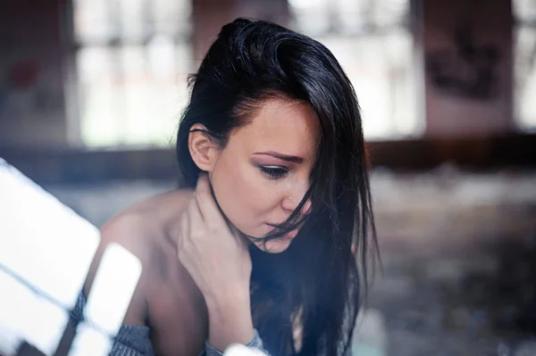 Girl Suffers Cries Portrait — Stock Photo, Image