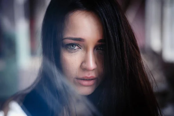 Girl Suffers Cries Portrait — Stock Photo, Image