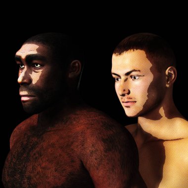 Bir Homo Erectus Dijital 3d çizimi
