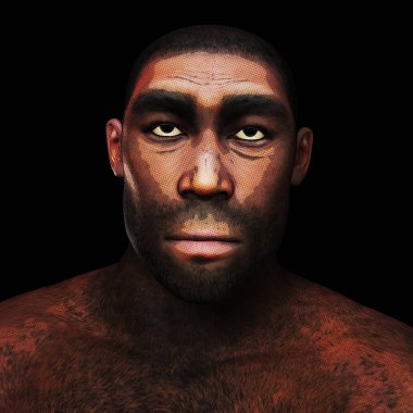 Bir Homo Erectus Dijital 3d çizimi