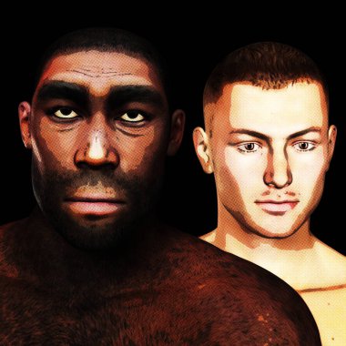 Bir Homo Erectus Dijital 3d çizimi