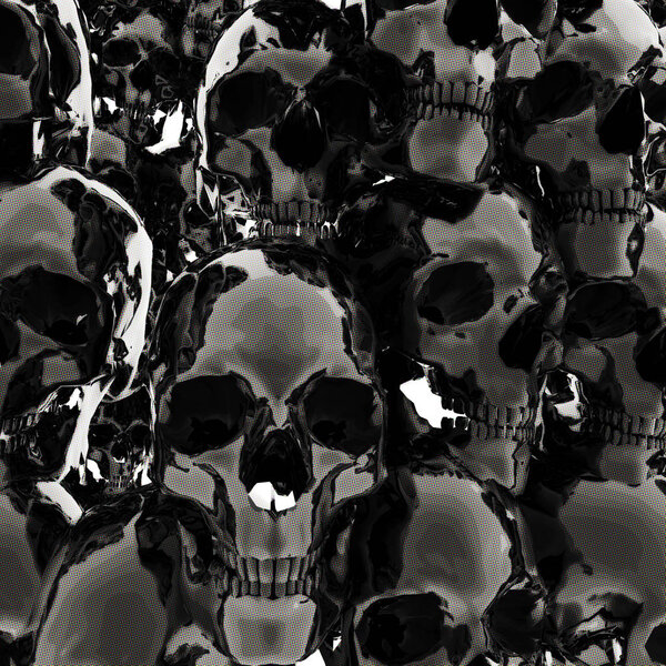 Цифровая 3D иллюстрация черепов
