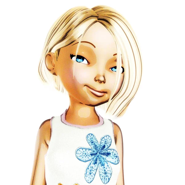 Cyfrowy Ilustracja Dziewczyna Toon — Zdjęcie stockowe