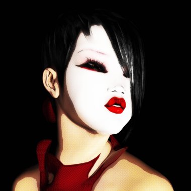 Bir kadın Asya yüzü Dijital 3d çizimi