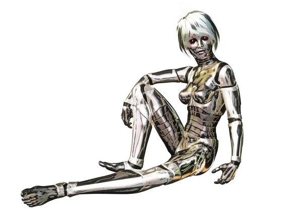 Digital Illustration Female Cyborg — Stock Photo, Image
