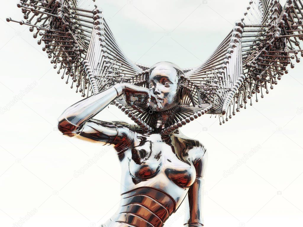 Digital Illustration of a female Cyborg