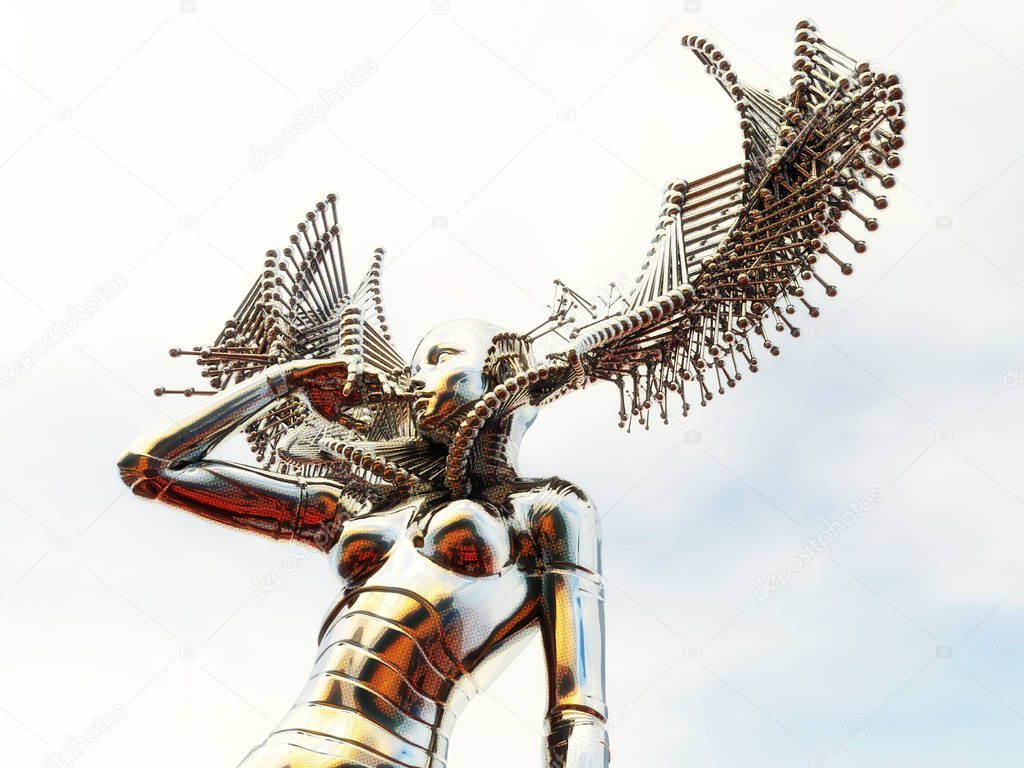 Digital Illustration of a female Cyborg