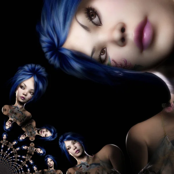 Ilustración Digital Representación Una Mujer Fantasía Modelo Digital —  Fotos de Stock