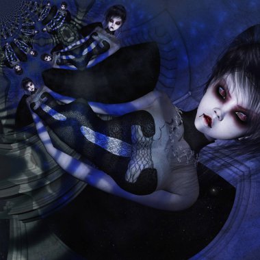 Dijital illüstrasyon Gotik bir kadın; dijital modeli