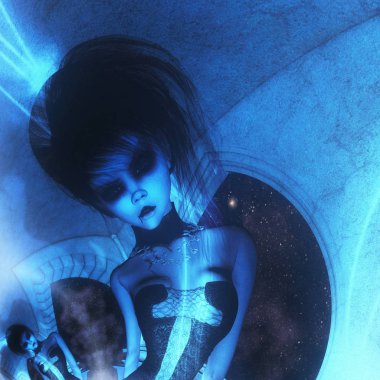 Dijital illüstrasyon Gotik bir kadın; dijital modeli
