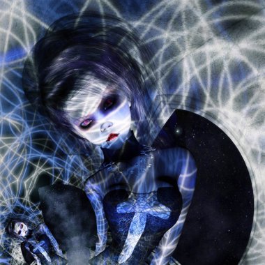 Dijital illüstrasyon Gotik bir kadın; dijital modeli