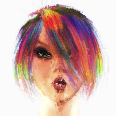 Kendi 3d render, hiçbir Model açıklaması veya özellik gerekli yayın dayalı bir kadın portresi dijital boyama