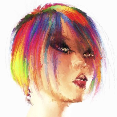 Kendi 3d render, hiçbir Model açıklaması veya özellik gerekli yayın dayalı bir kadın portresi dijital boyama