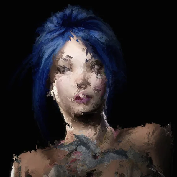 Pintura Digital Retrato Mulher Fantasia Baseado Própria Renderização Nenhuma Liberação — Fotografia de Stock