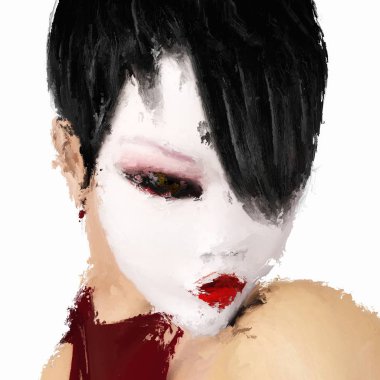 Kendi 3d render, hiçbir Model açıklaması veya özellik gerekli yayın dayalı bir kadın portresi dijital boyama