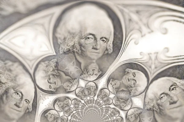 Padrão Caleidoscópico Dólar Bill Com Base Própria Imagem Referência — Fotografia de Stock